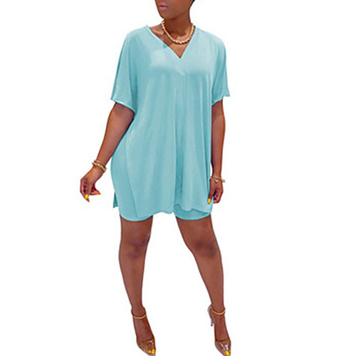 

Women's T Shirt Dress Tee Dress Short Mini Dress Light Blue Purple Blushing Pink Red Wine Royal Blue Orange Black Red Brown Rose Red Short Sleeve Solid Color Summer Casual 2021 S M L XL XXL XXXL