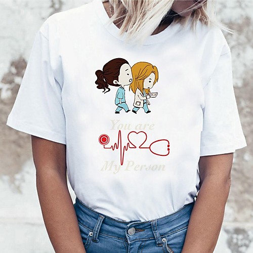 

Inspired by Greys Anatomy Cosplay Anime Cartoon Polyester / Cotton Blend Print Harajuku Graphic Kawaii T-shirt For Women's / Men's