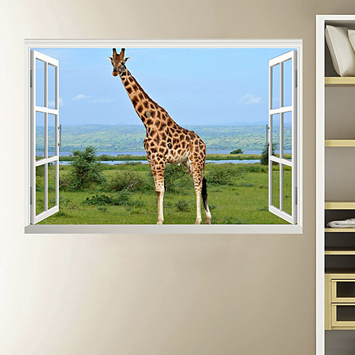 

3D Fake Window Cute Deer Home Children's Room Background Decoration Can Be Removed Stickers