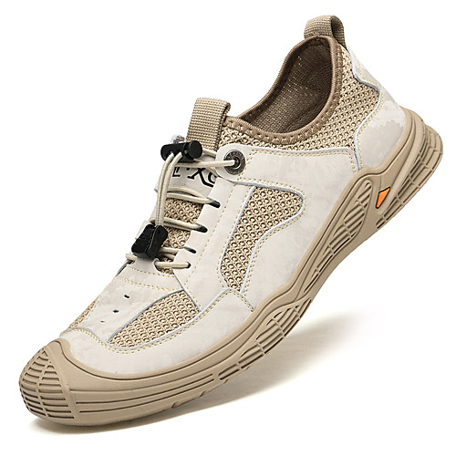 

Men's Sneakers Crochet Sporty Look Leather Shoes Business Sporty Casual Daily Office & Career Nappa Leather Cowhide Breathable Handmade Non-slipping Booties / Ankle Boots Almond Gray Black Color Block