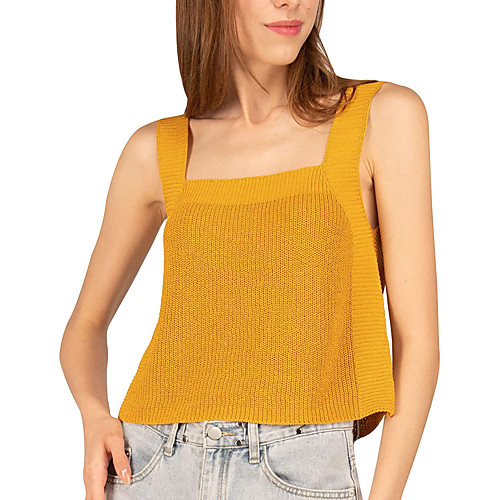 

Women's Solid Color Vest Sweater Sleeveless Sweater Cardigans Square Neck White Blue Yellow