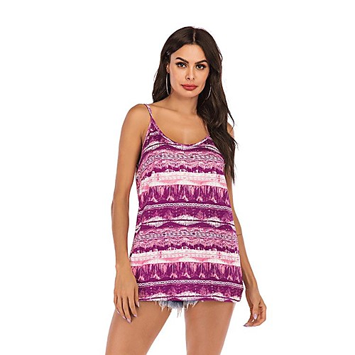 

Women's Bohemian Theme Camisole Tank Top Vest Graphic Print U Neck Basic Streetwear Tops Purple