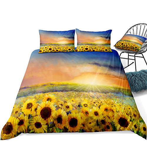 

Duvet Cover Sets 3 Piece Rayon / Polyester 3D Rainbow Reactive Print Bohemian Style