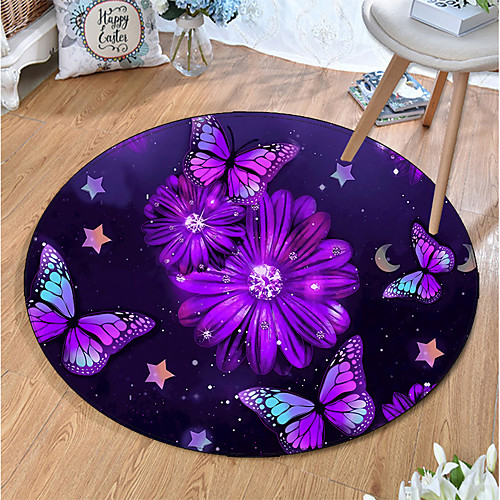 

Round 5mm Area Rugs Machine Made Polyster Non Skid Modern 3D