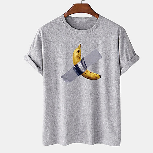 

Men's Unisex Tee T shirt Hot Stamping Graphic Prints Banana Plus Size Print Short Sleeve Casual Tops Cotton Basic Designer Big and Tall White Khaki Gray