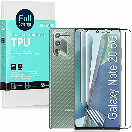 

ibywind protective film for samsung galaxy note 20 5g [2 pieces], [camera protective film] [carbon fiber film for the back] [fingerprint compatible] [bubble-free]