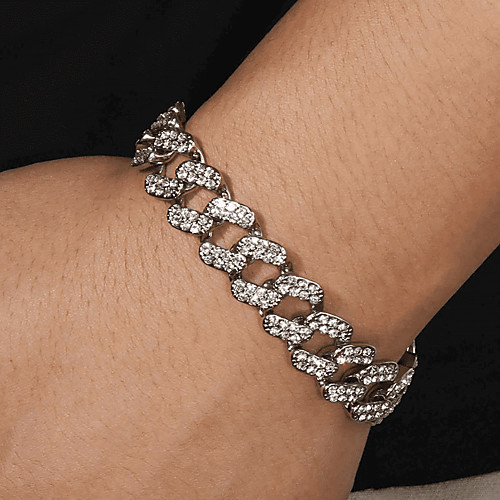 

Cuban Link Bracelet Birthday Punk Alloy Bracelet Jewelry Silver For Gift