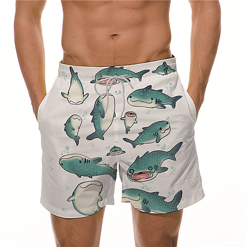 

Men's Designer Casual / Sporty Big and Tall Quick Dry Breathable Soft Holiday Beach Swimming Pool Shorts Bermuda shorts Swim Trucks Pants Graphic Prints Shark Short Drawstring Elastic Drawstring