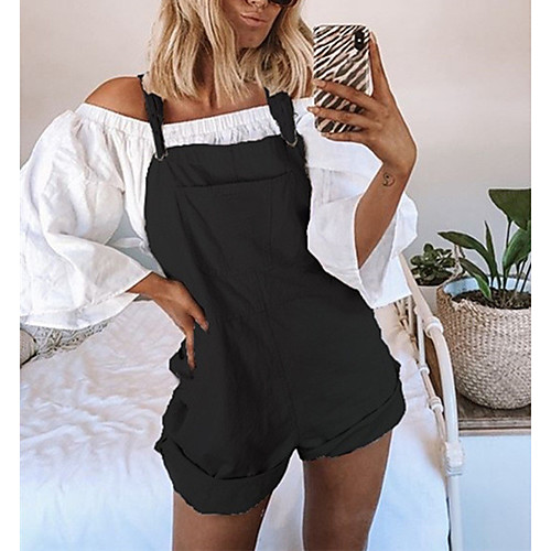 

Women's Casual 2021 Light Blue Black Apricot Jumpsuit Solid Color