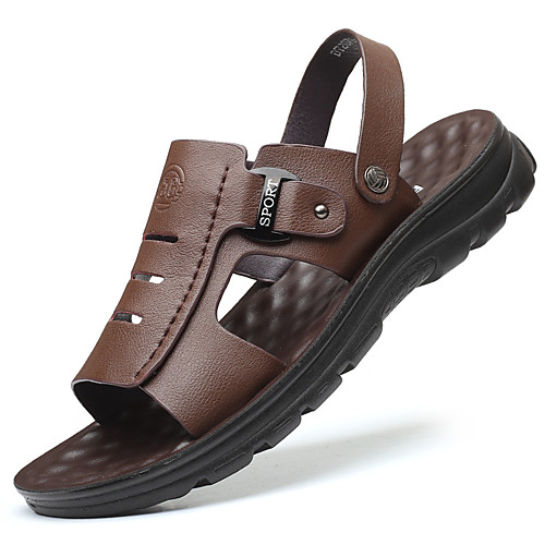 

2020 new leather beach shoes men's casual breathable fashion men's shoes low-top thick-soled sandals wholesale