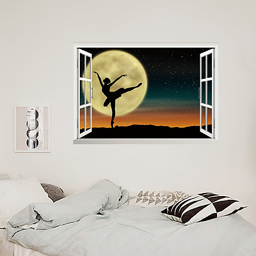 

3D Fake Window Moon Dancer Home Children's Room Background Decoration Can Be Removed Stickers