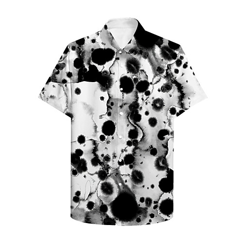 

Men's Shirt 3D Print Tie Dye Plus Size 3D Print Button-Down Short Sleeve Casual Tops Casual Fashion Breathable Comfortable Black