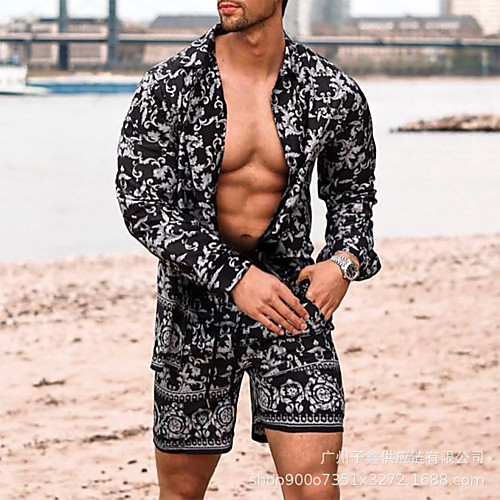 

Men's Sporty Casual / Sporty Breathable Soft Daily Weekend Shorts Suit Pants Graphic Short Print Black