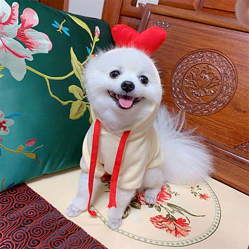 

Dog Hoodie Dog Costume Heart Tiaras & Crowns Elk Leisure Adorable Dailywear Casual / Daily Winter Dog Clothes Puppy Clothes Dog Outfits Breathable White Yellow Red Costume for Girl and Boy Dog Cotton