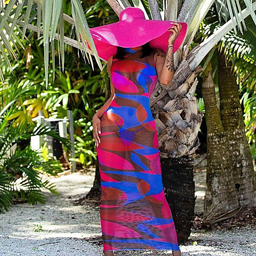 

Women's Sheath Dress Maxi long Dress Leopard Red blue khaki Sleeveless Pattern Summer Casual 2021 S M L
