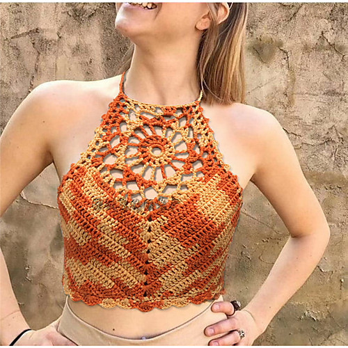 

Women's Solid Color Sweater Sleeveless Sweater Cardigans U Neck Orange festival dye