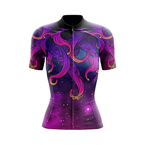 

21Grams Women's Short Sleeve Cycling Jersey Summer Spandex Violet Galaxy Animal Bike Top Mountain Bike MTB Road Bike Cycling Sports Clothing Apparel / Stretchy / Athleisure