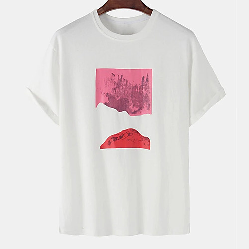 

Men's Unisex Tee T shirt Hot Stamping Scenery Graphic Prints Plus Size Print Short Sleeve Casual Tops Cotton Basic Designer Big and Tall White Black