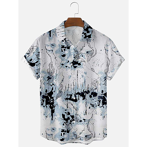 

Men's Shirt Graphic Prints Button-Down Short Sleeve Casual Tops Cotton Casual Fashion Breathable Comfortable Blue / Beach