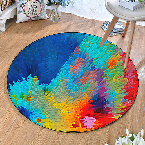 

Round 5mm Area Rugs Machine Made Polyster Non Skid Modern 3D