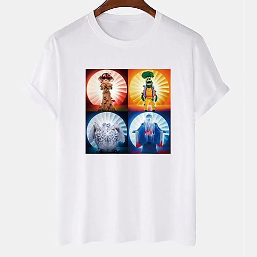 

Men's Unisex Tee T shirt Hot Stamping Cartoon Graphic Prints Plus Size Print Short Sleeve Casual Tops Cotton Basic Designer Big and Tall White Black Light gray