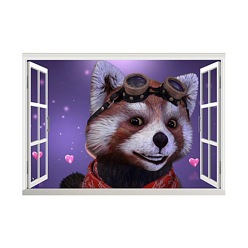 

3D Fake Window Cute Animal Doll Home Children's Room Background Decoration Can Be Removed Stickers