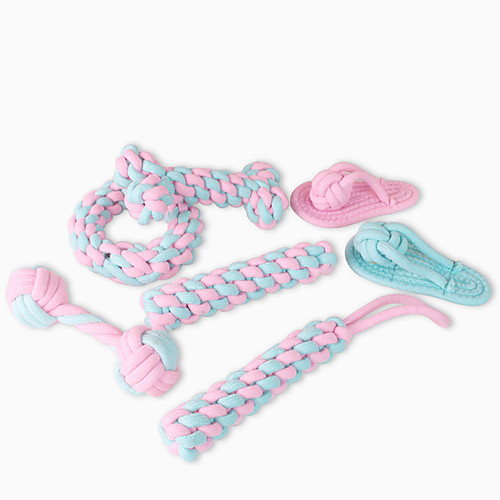 

Plush Toy Pet Molar Bite Toy Dog Kitten 6pcs Round Adorable Pet Exercise Teething Rope Toy Polyester Gift Pet Toy Pet Play