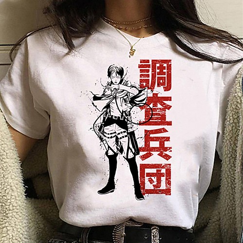 

Inspired by Attack on Titan Cosplay Anime Cartoon Polyester / Cotton Blend Print Harajuku Graphic Kawaii T-shirt For Women's / Men's