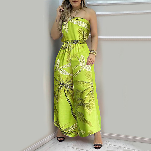 

Women's Casual 2021 Light Blue Blue Yellow Jumpsuit Print Pattern