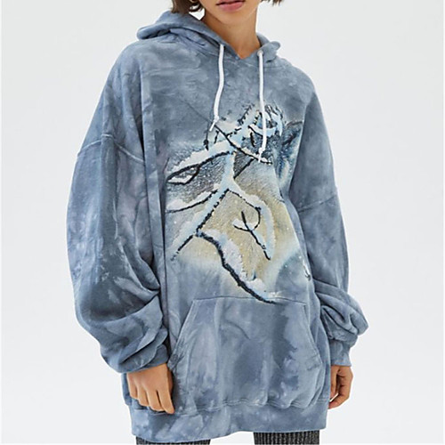 

Women's Hoodie Pullover Abstract Tie Dye Front Pocket Print Casual Daily Sports 3D Print Sportswear Streetwear Hoodies Sweatshirts Oversized Gray