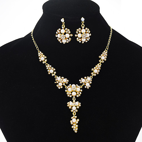 

jewelry set bridal set pearl rhinestone short clavicle necklace earrings women fashion dinner dress accessories