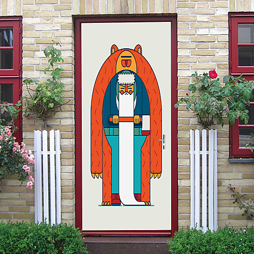 

2pcs Self-adhesive Creative Door Stickers Cartoon Pattern Living Room Diy Decoration Home Waterproof Wall Stickers