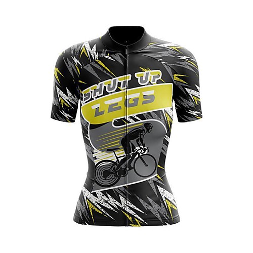 

21Grams Women's Short Sleeve Cycling Jersey Summer Spandex Yellow Lightning Bike Top Mountain Bike MTB Road Bike Cycling Sports Clothing Apparel / Stretchy / Athleisure