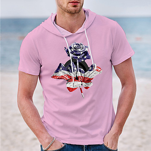 

Men's Unisex Tee T shirt Shirt Hot Stamping Graphic Prints Rose Plus Size Short Sleeve Casual Tops Cotton Basic Designer Big and Tall White Blushing Pink