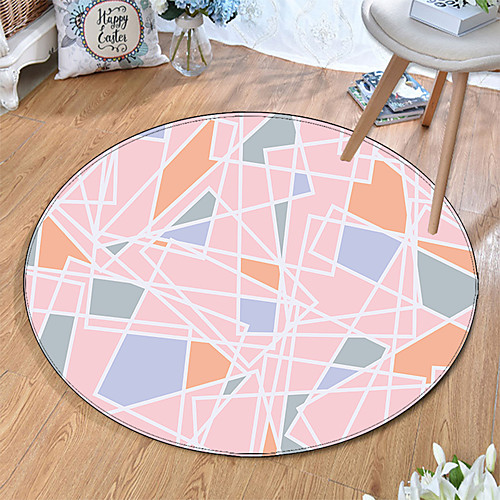 

Round 5mm Area Rugs Machine Made Polyster Non Skid Modern 3D