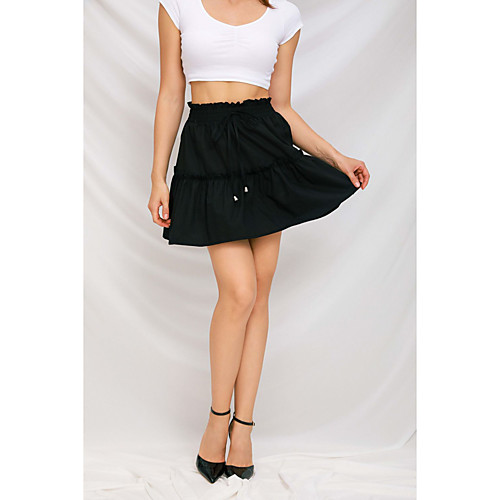 

Women's Going out Weekend Elegant Sexy Skirts Solid Colored Ruched Drawstring Blue Yellow Blushing Pink
