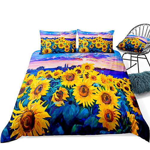 

Duvet Cover Sets 3 Piece Rayon / Polyester 3D Rainbow Reactive Print Bohemian Style