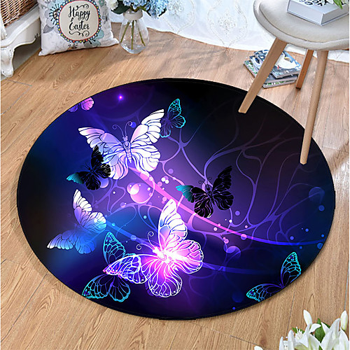 

Round 5mm Area Rugs Machine Made Polyster Non Skid Modern 3D