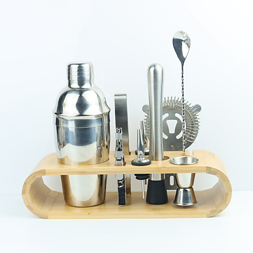

10 Piece Bartender Kit Bar Set Cocktail Shaker Stainless Steel Bar Tools with Bamboo Stand for Home Outdoor Party Shaker