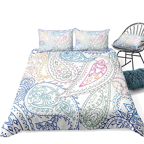 

Duvet Cover Sets 3 Piece Rayon / Polyester 3D Rainbow Reactive Print Bohemian Style