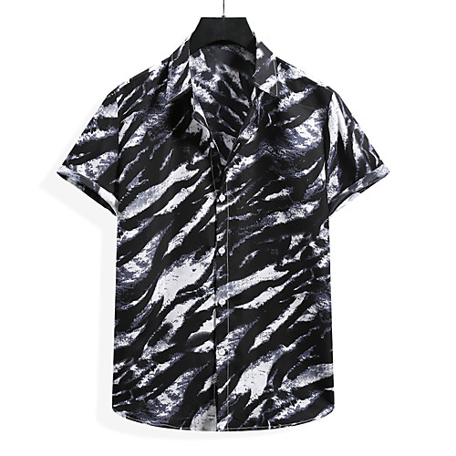 

Men's Shirt Other Prints Zebra Short Sleeve Daily Tops Basic Classic Classic Collar Black / Summer