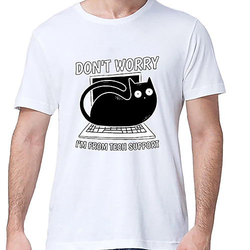 

Men's Unisex Tee T shirt Hot Stamping Cat Graphic Prints Letter Plus Size Print Short Sleeve Casual Tops Cotton Basic Designer Big and Tall White