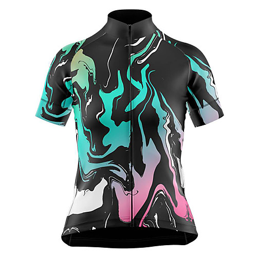 

21Grams Women's Short Sleeve Cycling Jersey Summer Spandex Green / Black 3D Bike Top Mountain Bike MTB Road Bike Cycling Sports Clothing Apparel / Stretchy / Athleisure