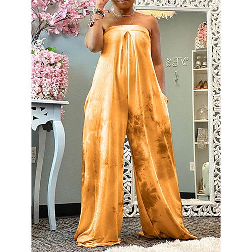 

Women's Casual / Daily 2021 Blue Yellow Blushing Pink Jumpsuit Tie Dye