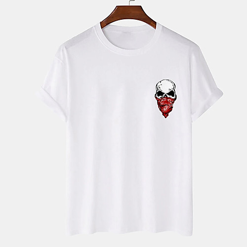 

Men's Unisex Tee T shirt Hot Stamping Graphic Prints Skull Plus Size Print Short Sleeve Casual Tops Cotton Basic Designer Big and Tall White Black Khaki