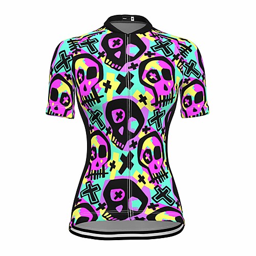 

21Grams Women's Short Sleeve Cycling Jersey Summer Spandex Purple Skull Bike Top Mountain Bike MTB Road Bike Cycling Quick Dry Moisture Wicking Sports Clothing Apparel / Stretchy / Athleisure