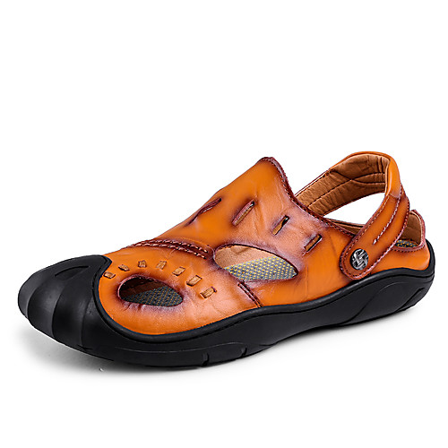 

Men's Sandals Outdoor Hiking Sandals Beach Daily Nappa Leather Breathable Yellow Red Black Spring Summer
