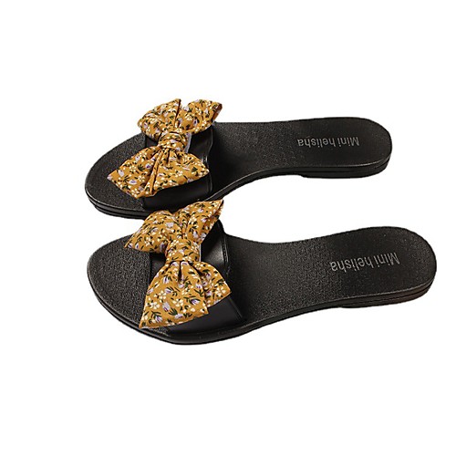 

Women's Sandals Flat Heel Open Toe PVC Bowknot Floral Yellow Light Red Black