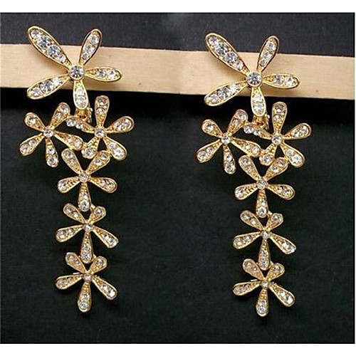 

Women's Cubic Zirconia Drop Earrings Geometrical Petal Stylish Earrings Jewelry Gold For Anniversary Birthday Party Evening Festival 1 Pair