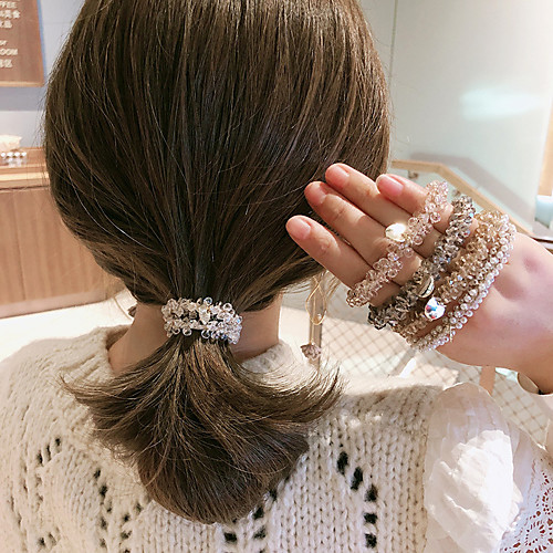 

Women's Crystal Hair Ring Bracelet Dual-purpose Hair Rope Elastic Temperament Hair Rope Korean Hair Accessories 1pcs